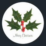 Adesivo Holly Christmas Sticker Feliz Natal<br><div class="desc">Holly Christmas Sticker Feliz Natal</div>