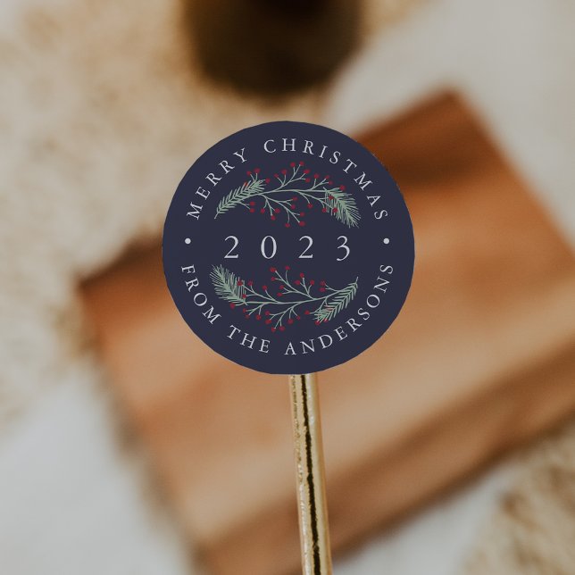 Adesivo Holly e Pine | Feliz Natal personalizado (Criador carregado)