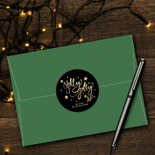 Adesivo Holly Jolly AF Black Dourado Script Star Confett