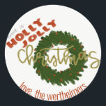 Adesivo Holly Jolly Christmas Circle Stickers<br><div class="desc">Personalizado criado</div>
