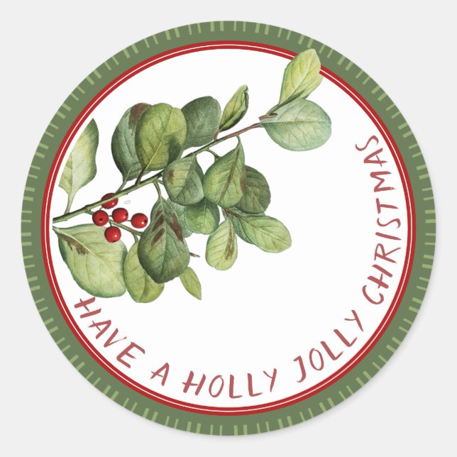 Adesivo Holly Jolly Christmas French Holly com bagas (Frente)