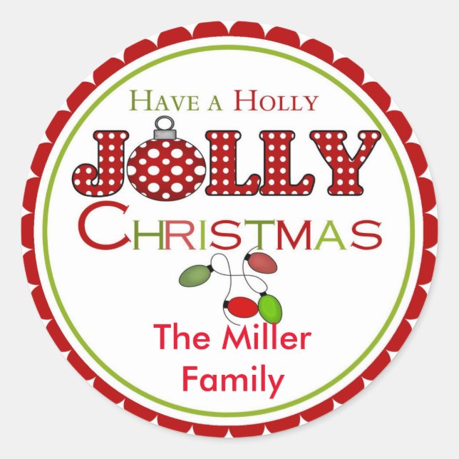 Adesivo Holly Jolly Christmas Stickers Labels (Frente)