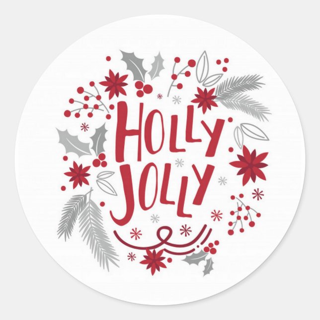 Adesivo Holly Jolly Personalizável Vinhetas de Natal (Frente)