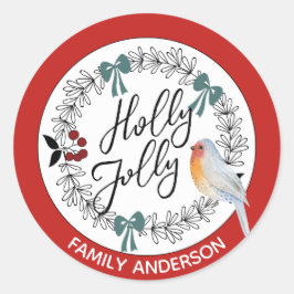 Adesivo HOLLY JOLLY Personalizou Robin de Natal