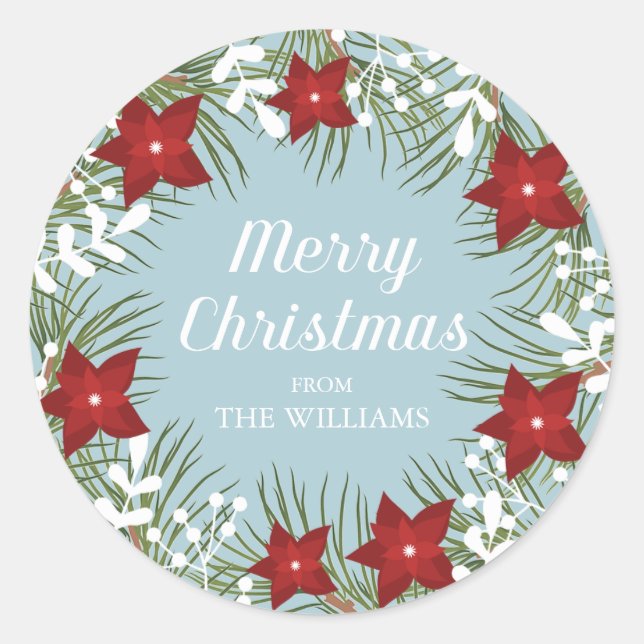 Adesivo Holly Jolly Poinsettia - Vinheta de Natal (Frente)