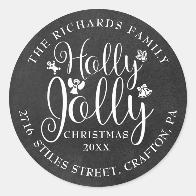 Adesivo Holly Jolly Return Endereço Natal Quadro (Frente)