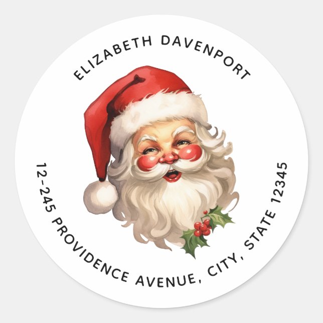 Adesivo Holly Jolly Santa Claus Endereço de Natal Retroati (Frente)