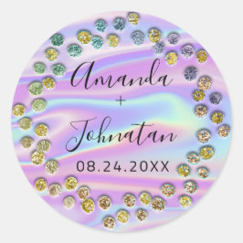 Adesivo Holográfico Nome Simples Data Pontos de Rosa Preta