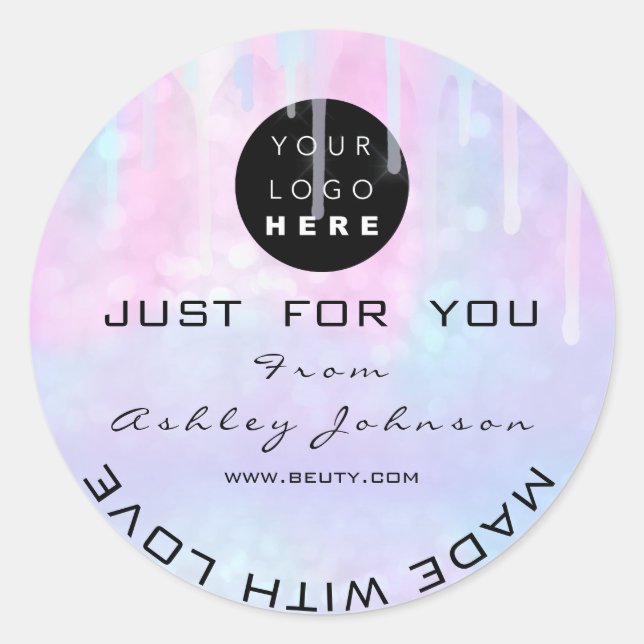 Adesivo Hológrafo do logotipo de Obrigado brilhante feito  (Frente)