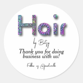 Adesivo Holographic Glitter Hair Stylist Salon Obrigado