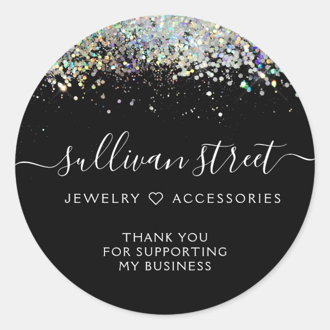 Adesivo Holographic Glitter Small Business Obrigado (Frente)