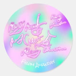 Adesivo Holographic Pink Felry Christmas From Name Girly