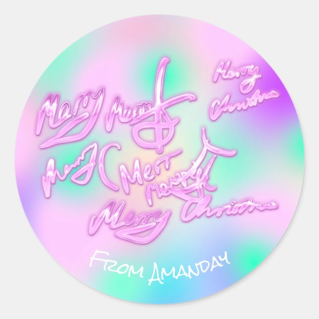 Adesivo Holographic Pink Felry Christmas From Name Girly (Frente)