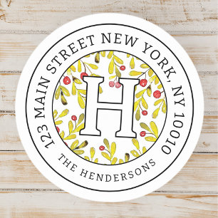 Adesivo Home Address Chic Modern Christmas Family Monogram