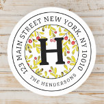 Adesivo Home Address Chic Modern Christmas Family Monogram<br><div class="desc">Essa design simples e moderna é composta por tipografia de serifa.</div>