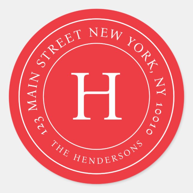 Adesivo Home Address Modern Simple Chic Family Monogram (Frente)