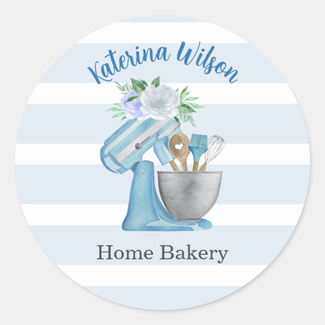 Adesivo Home Bakery Blue Flower Mixer (Frente)