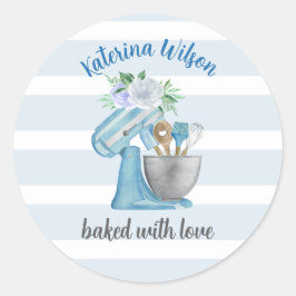 Adesivo Home Bakery Blue Flower Mixer baked with love