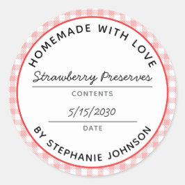 Adesivo Home Canning Nome do produto Data Red Xadrez Jar L