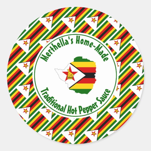 Adesivo Home Made HOW PEPPER SAUCE Zimbabwe Flag (Frente)