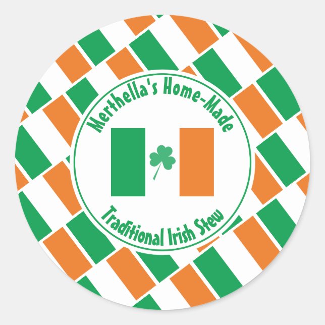 Adesivo Home Made IRISH STEW Irlanda Flag Shamrock (Frente)