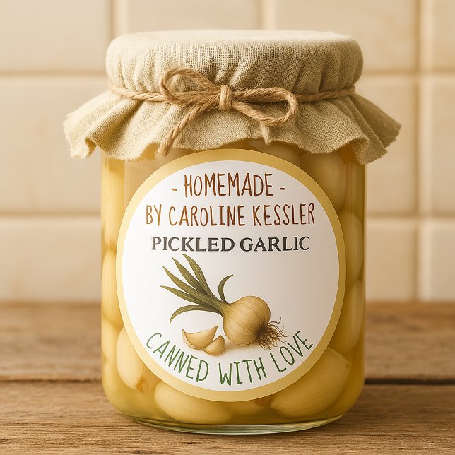 Adesivo Home Made Pickled Garlic Canning Label Sheet (Criador carregado)