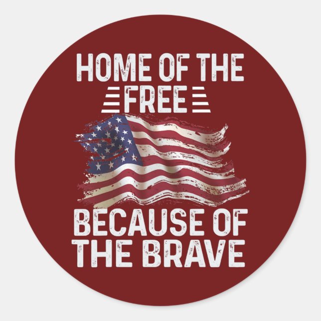 Adesivo Home Of The Free Because Of The Brave Cool USA (Frente)