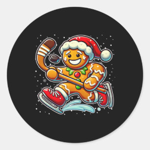 Adesivo Homem de Biscoito de gengibre Hóquei no gelo Natal