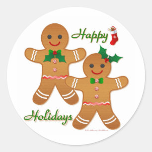Adesivo Homem de Biscoito de Natal Feliz Menino Menina