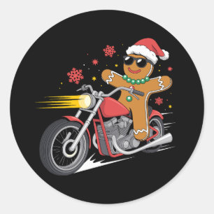 Adesivo Homem de Biscoito de Natal Motocicleta Motoqueiro