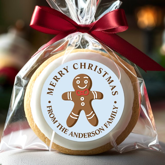 Adesivo Homem de Biscoito Natal Azul Feliz Natal (Criador carregado)