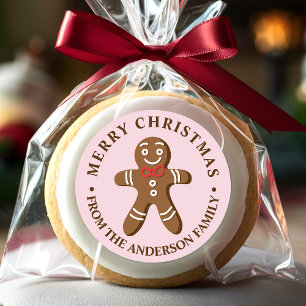 Adesivo Homem de Biscoito Rosa Feliz Natal