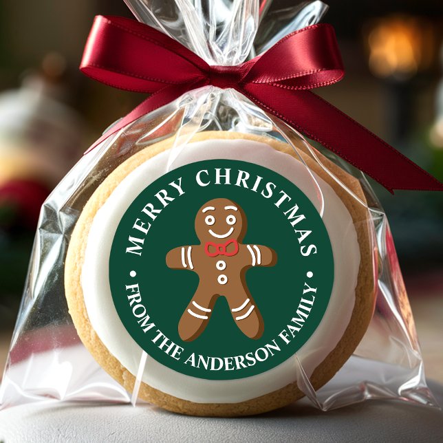 Adesivo Homem de Biscoito Verde Feliz Natal (Criador carregado)