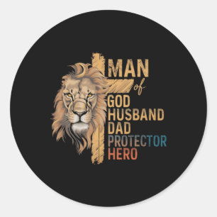 Adesivo Homem de Deus Defende Pai Hero Lion Padre"