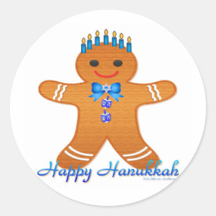 Adesivo Homem de gengibre da Hanukkah Judaica Menorá
