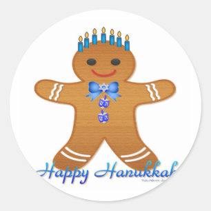 Adesivo Homem de gengibre da Menorá de Hanukkah feliz