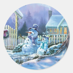 Adesivo Homem De Neve De Inverno Em Frente A Um Algodão D