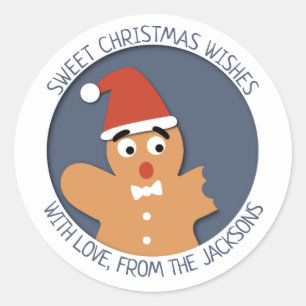 Adesivo Homem de pão-de-espécie mordido do Natal desenho