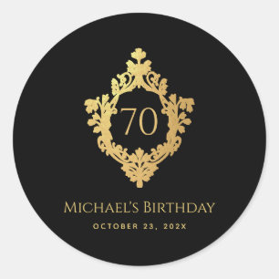 Adesivo Homem faz 70 anos em preto dourado Elegante Brasão