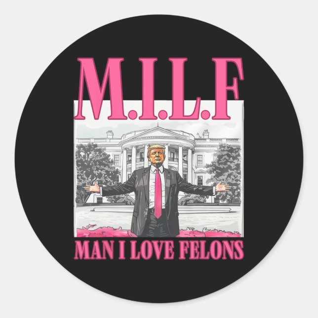Adesivo Homem I Love Felons Donald Trump Pink Engraçado 20 (Frente)