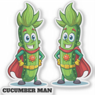 Adesivo Homem-Pepino Super Herói Engraçado