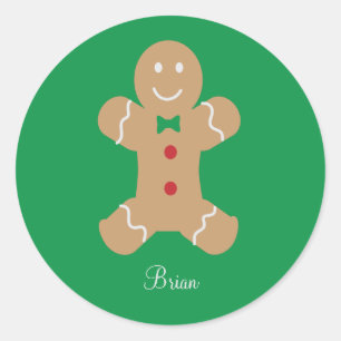 Adesivo Homem personalizado de pão-de-gengala com nome