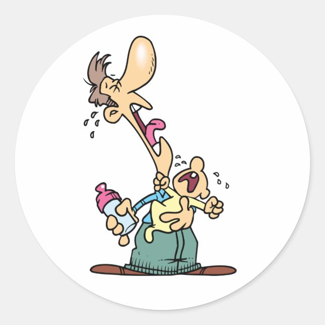 Adesivo Homem Segurando Um Bebê Chorando (Frente)