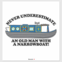 Homem Velho Engraçado com Citação de Narrowboat