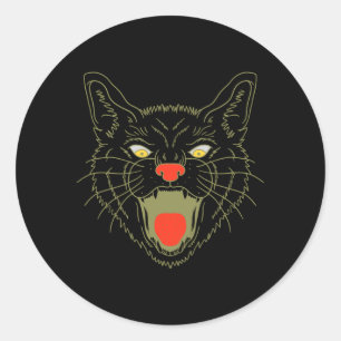 Adesivo Homem Vintage Halloween Assustador Gato Preto Terr