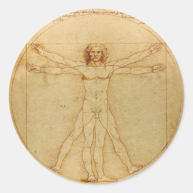Adesivo Homem Vitruviano por Leonardo da Vinci (Frente)