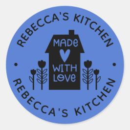 Adesivo Homemada Azul Personalizada Com Amor