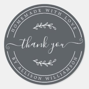 Adesivo Homemada Elegante Com Amor Sem Preto Obrigado