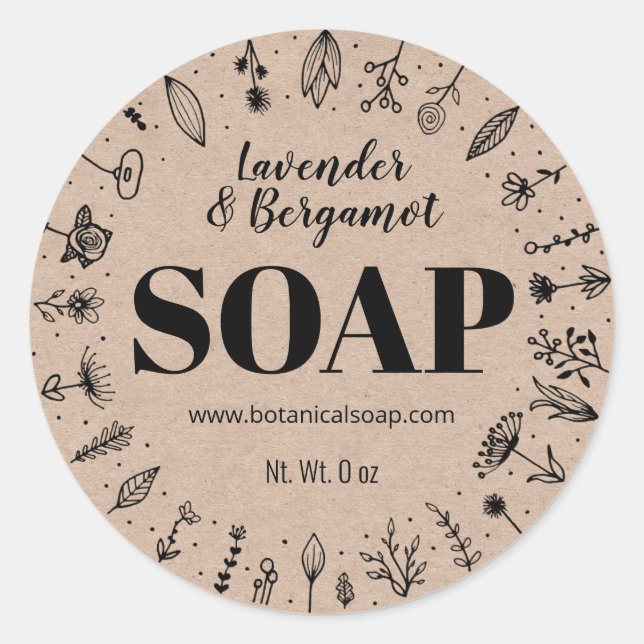 Adesivo Homemada Floral Soap Kraft Labels (Frente)