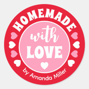 Adesivo Homemada Personalizada Com Amor Com Baking Vermelh